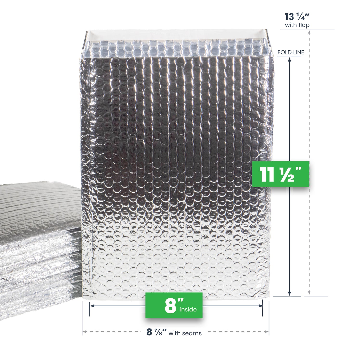 8 inch x 11.5 inch Ecofoil Thermal Bubble Mailers dimensions