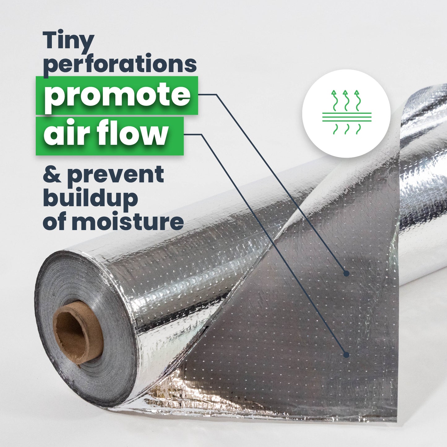 Tiny perforations promote air flow, preventing buildup of moisture and mold