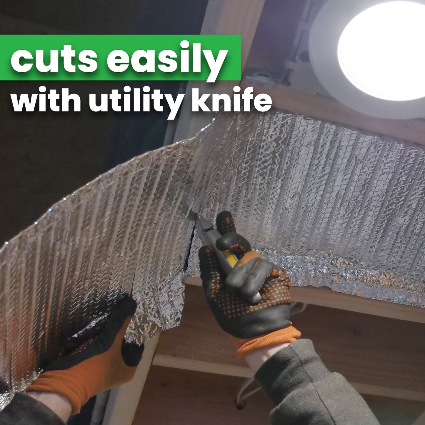 double bubble floor joist insulation cuts easily with utility knife