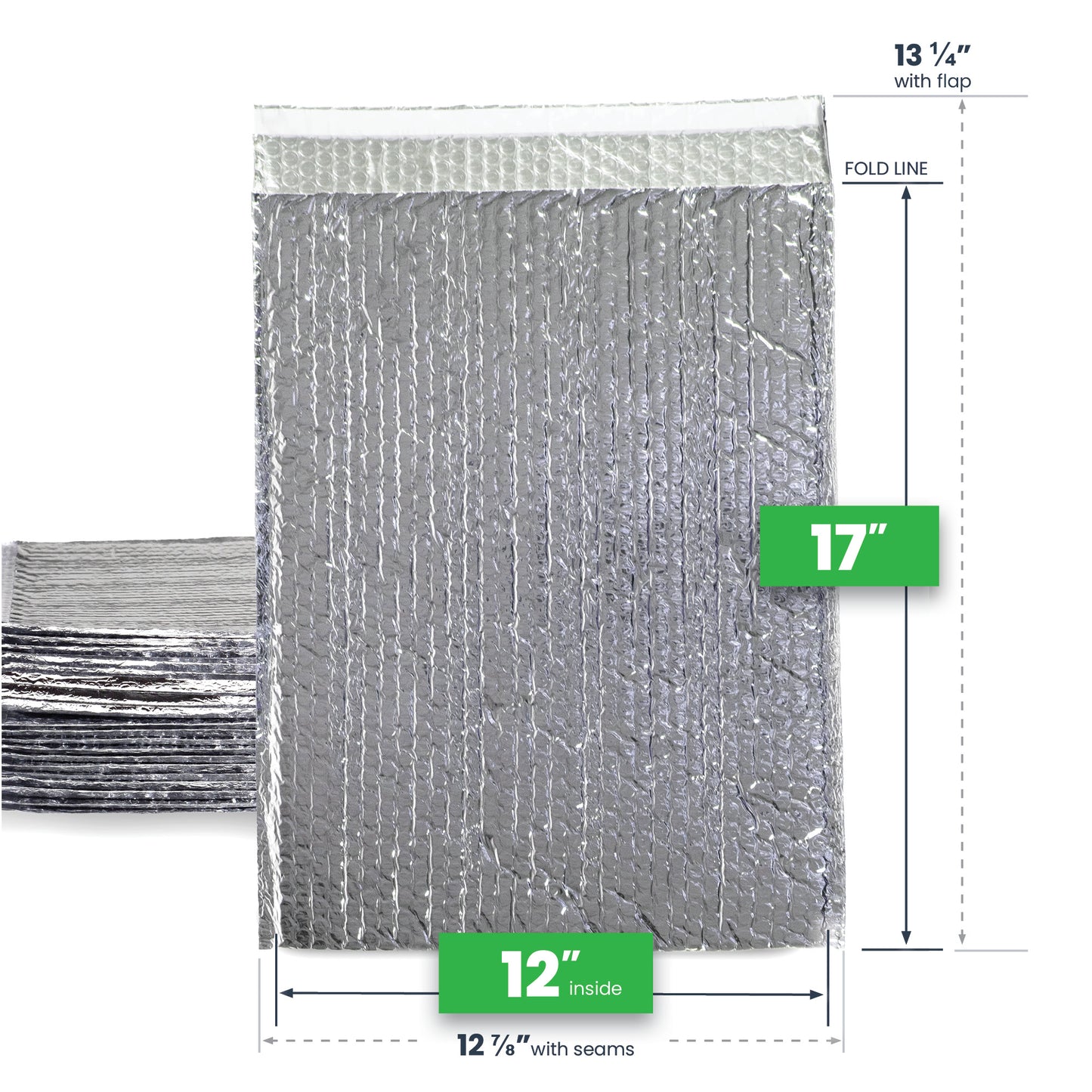 12 inch x 17 inch Ecofoil Thermal Bubble Mailers Pkg 75 dimensions