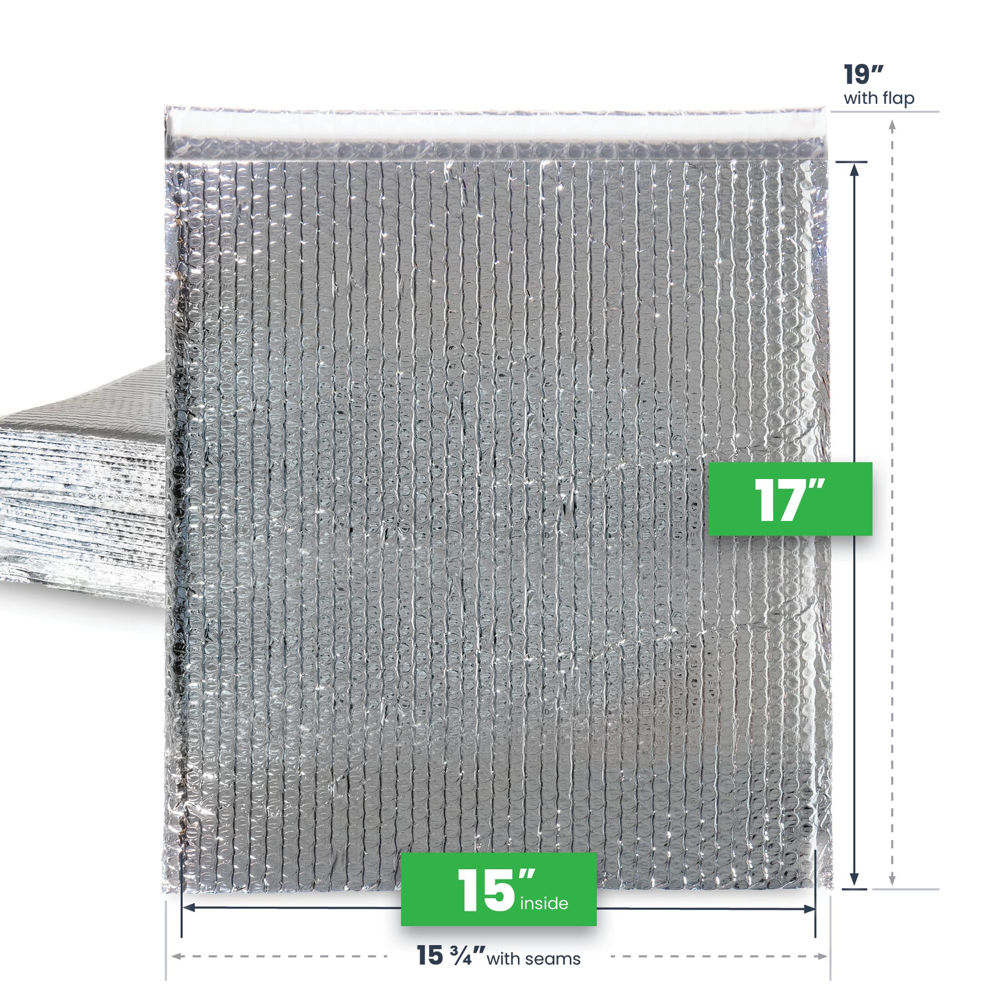 15 inch x 17 inch Ecofoil Thermal Bubble Mailers Pkg 75 dimensions