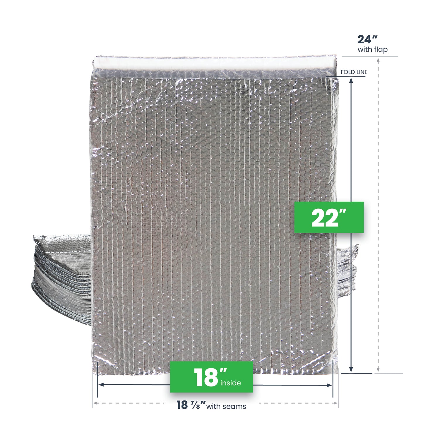 18 inch x 22 inch Ecofoil Thermal Bubble Mailers dimensions