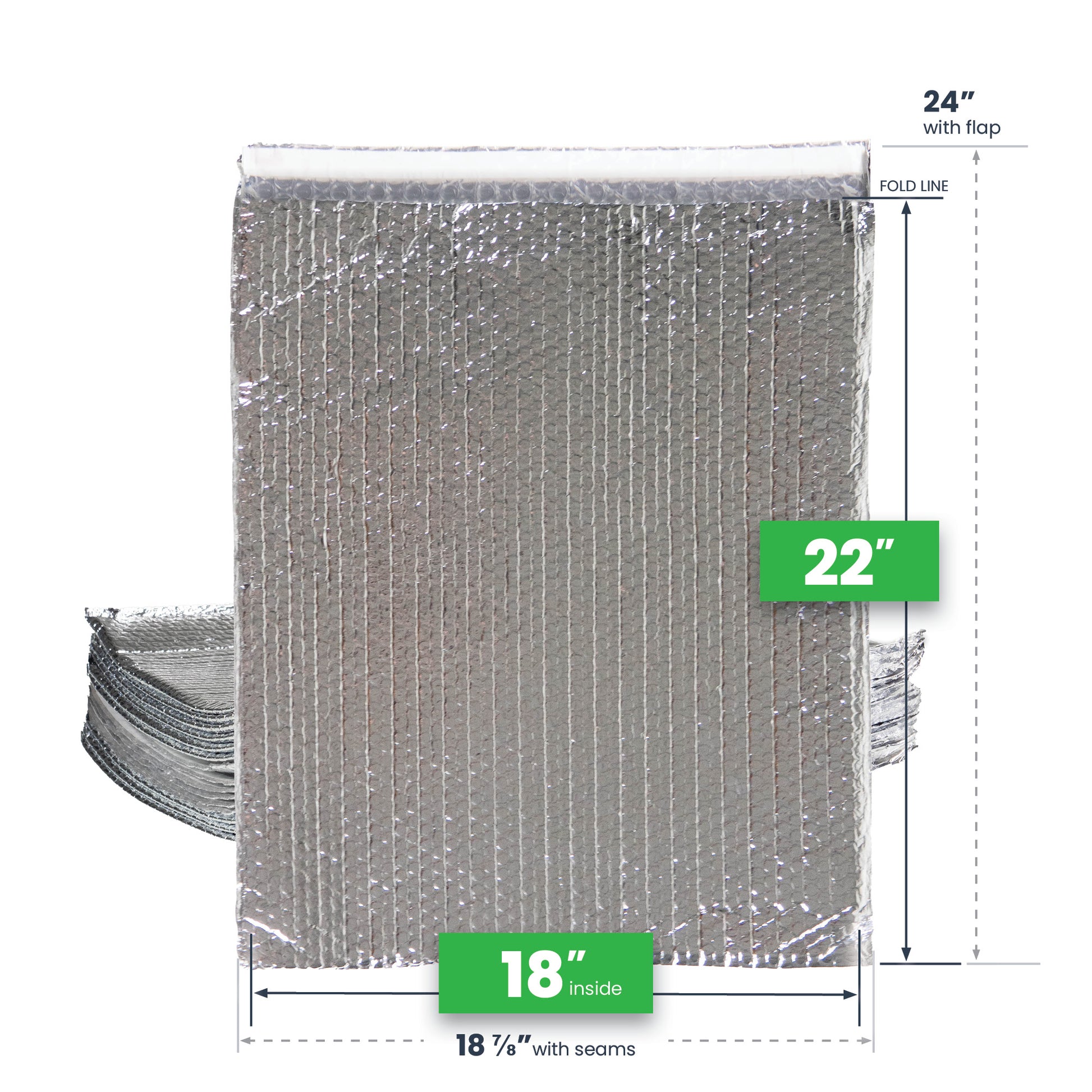 18 inch x 22 inch Ecofoil Thermal Bubble Mailers dimensions