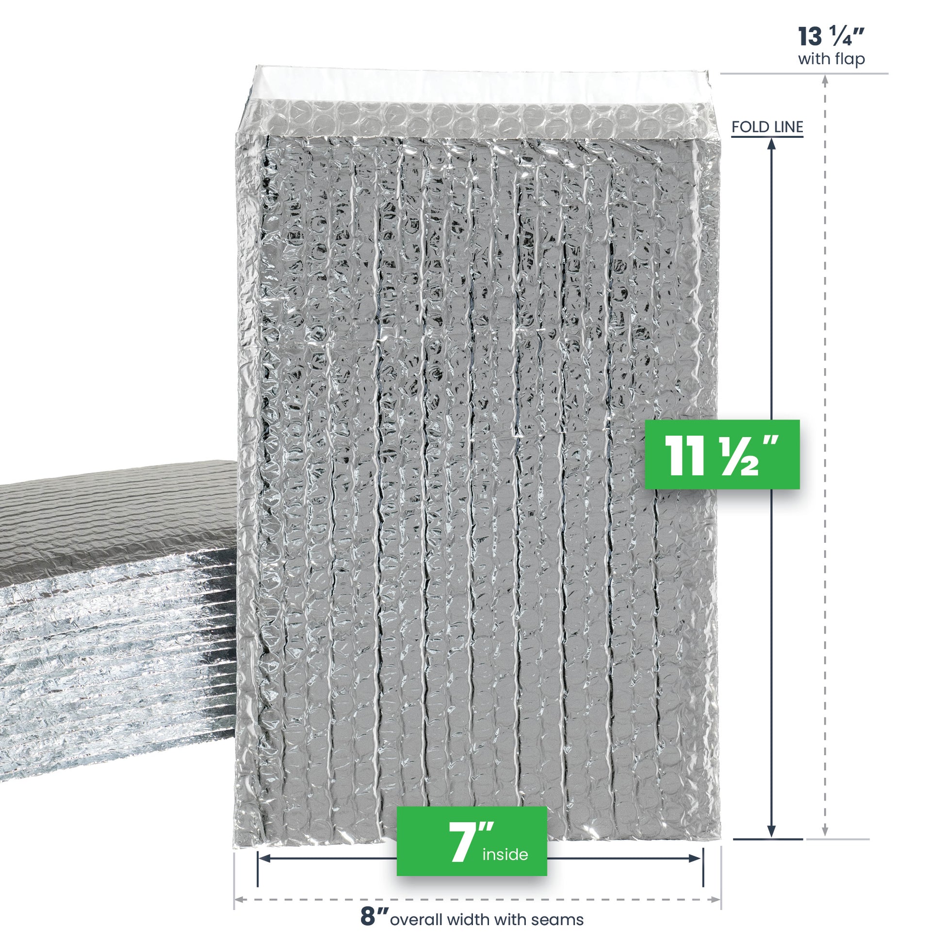 7 inch x 11.5 inch Ecofoil Thermal Bubble Mailers dimensions