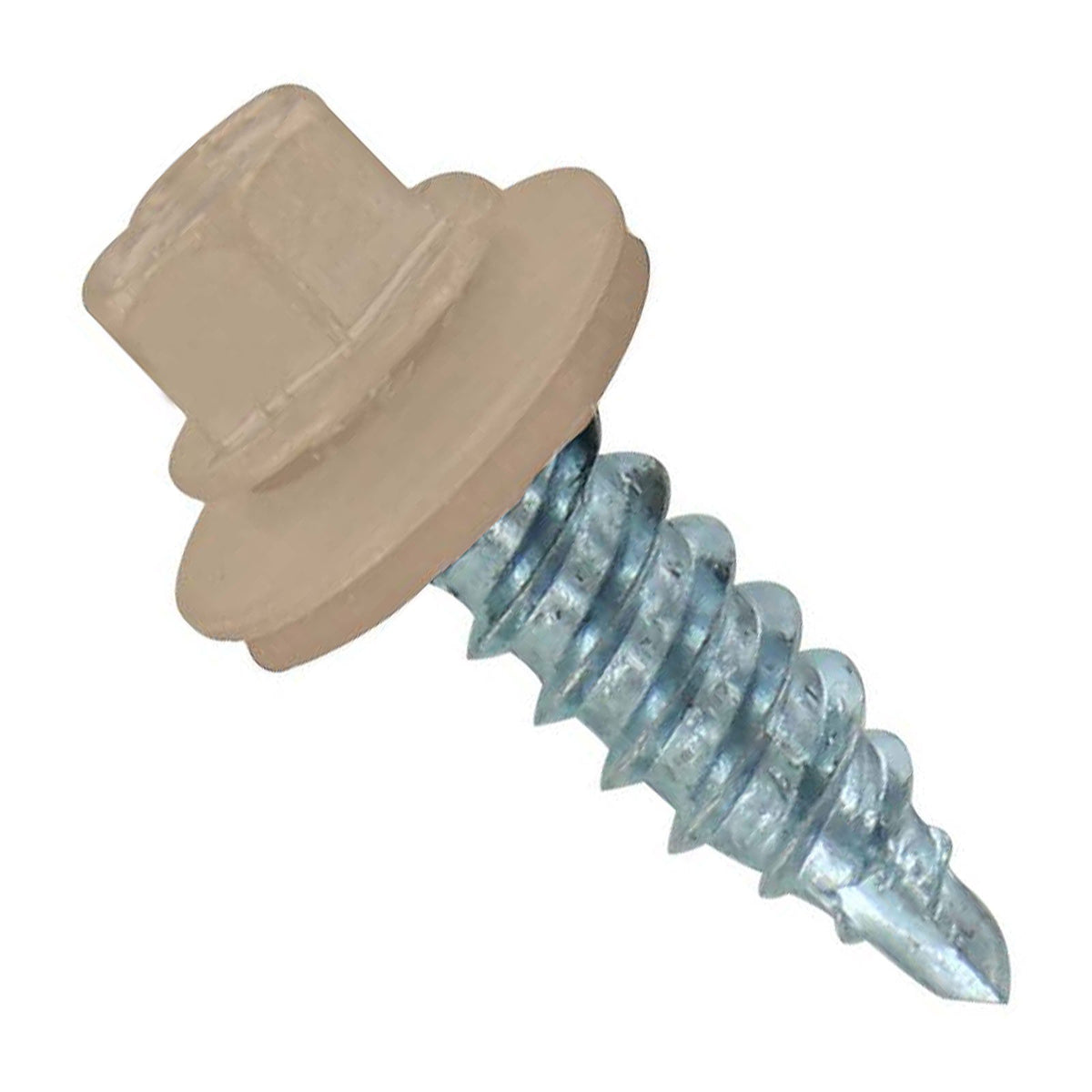 #12 x 34 inch Kwikseal Woodbinder Metal Roofing Stitch Screw Light Stone Pkg 250 image 1 of 2