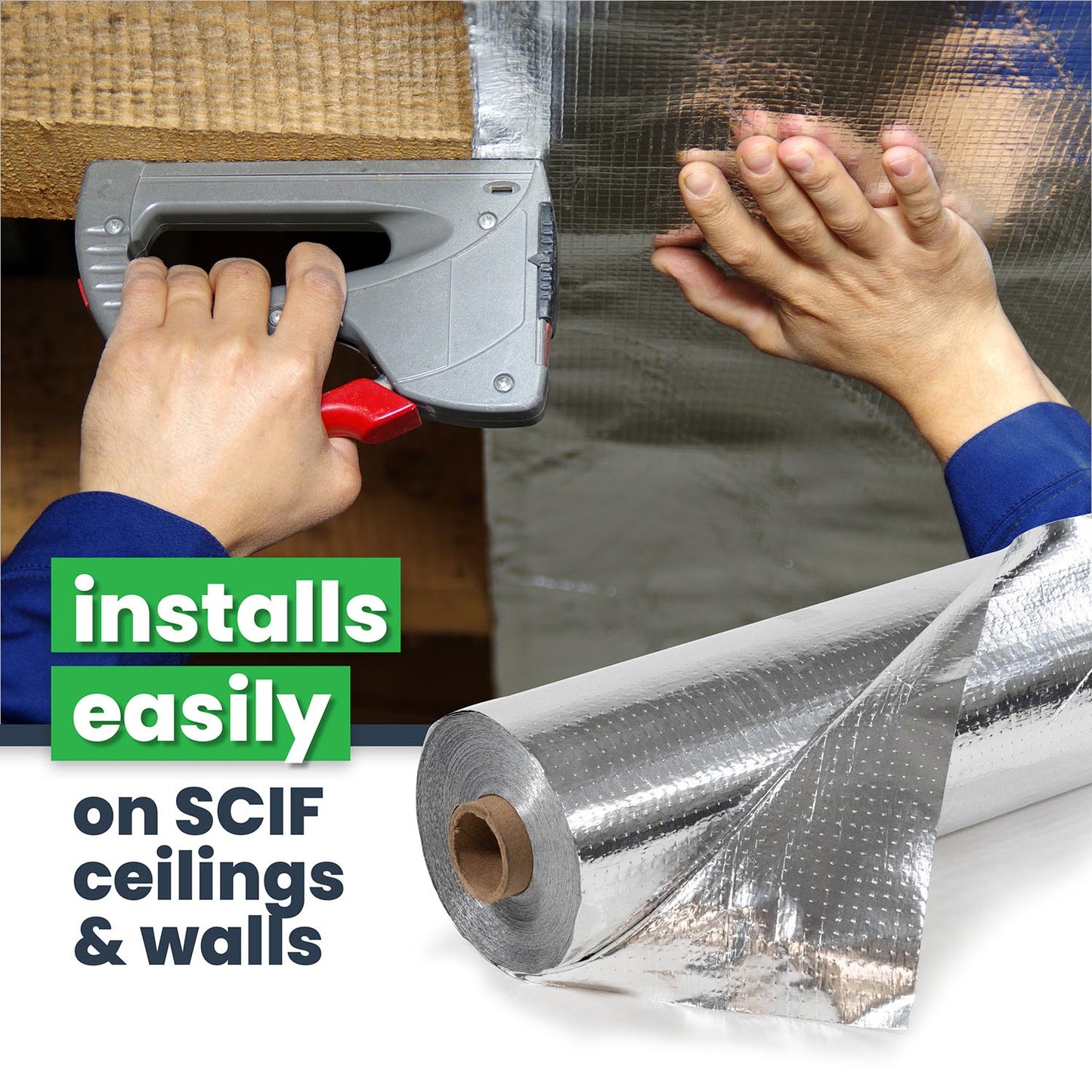 SCIF Barrier perforated installs easily on SCIF ceilings and walls