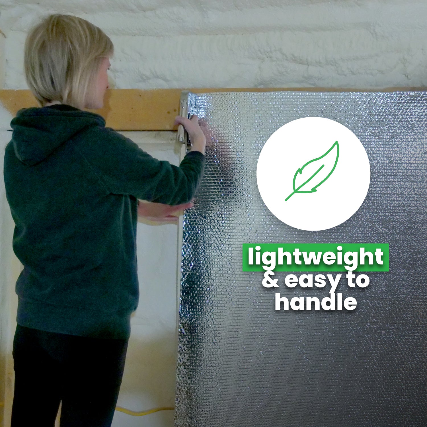 double bubble insulation is lightweight and easy to handle